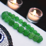 Jade - Jadeite Imperial Green Custom Size Optional Evil Eye Charm Round Smooth Stretch (8mm) Natural Gemstone Crystal Energy Bead Bracelet