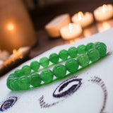 Jade - Jadeite Imperial Green Custom Size Optional Evil Eye Charm Round Smooth Stretch (8mm) Natural Gemstone Crystal Energy Bead Bracelet