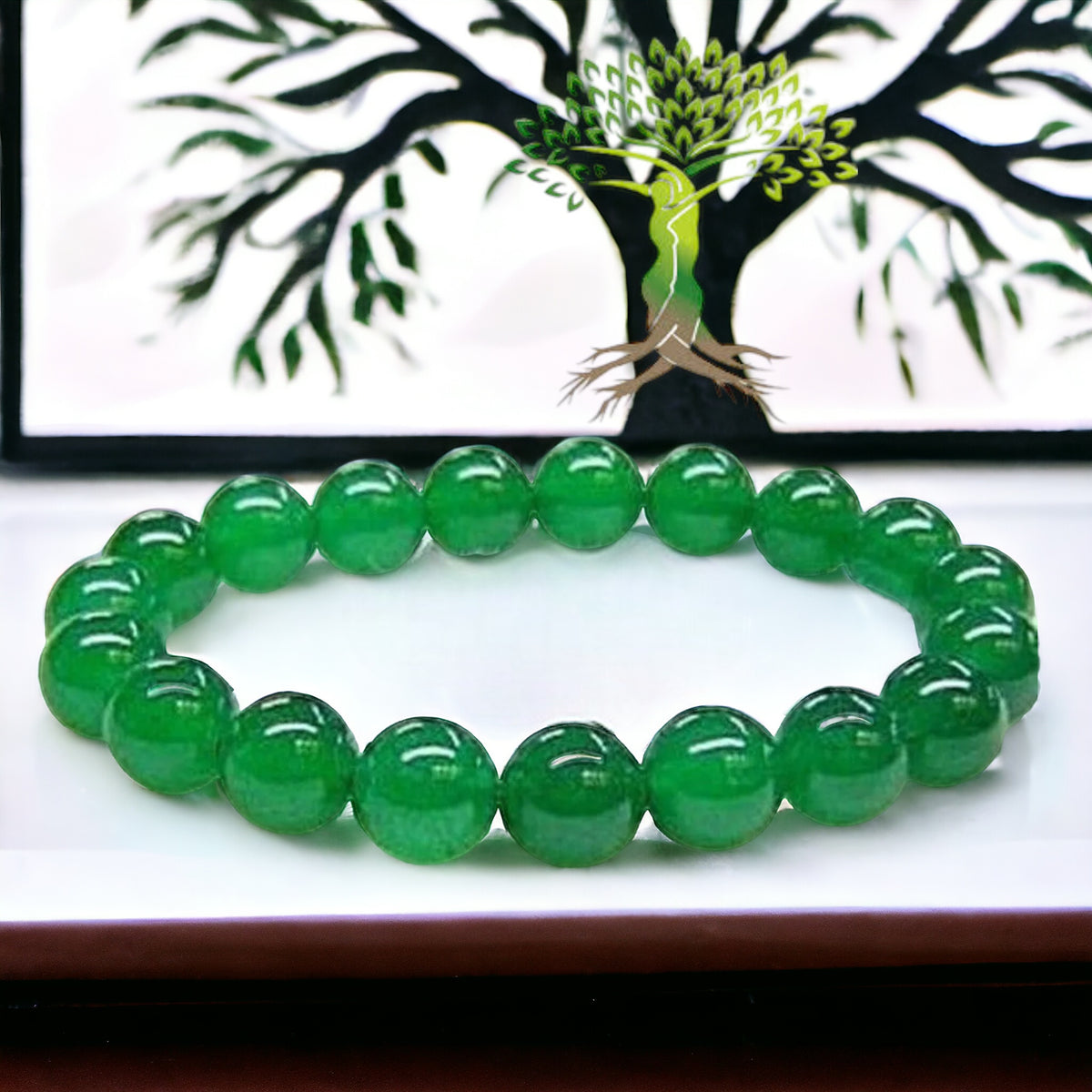 Jade Jadeite Imperial Green Custom Size Round Smooth Stretch (10mm Large-Grande) Natural Gemstone Crystal Energy Bead Bracelet