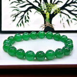 Jade - Jadeite Imperial Green Custom Size Round Smooth Stretch (10mm Large-Grande) Natural Gemstone Crystal Energy Bead Bracelet