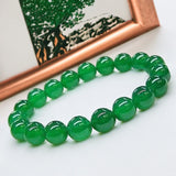 Jade - Jadeite Imperial Green Custom Size Round Smooth Stretch (10mm Large-Grande) Natural Gemstone Crystal Energy Bead Bracelet