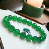 Jade - Jadeite Imperial Green Custom Size Round Smooth Stretch (10mm Large-Grande) Natural Gemstone Crystal Energy Bead Bracelet