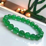 Jade - Jadeite Imperial Green Custom Size Round Smooth Stretch (10mm Large-Grande) Natural Gemstone Crystal Energy Bead Bracelet