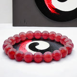 Jade - Jadeite Red Custom Size Round Smooth Stretch (8mm) Natural Gemstone Crystal Energy Bead Bracelet
