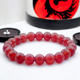 Jade - Jadeite Red Custom Size Round Smooth Stretch (8mm) Natural Gemstone Crystal Energy Bead Bracelet