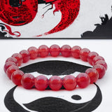 Jade - Jadeite Red Custom Size Round Smooth Stretch (8mm) Natural Gemstone Crystal Energy Bead Bracelet