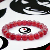 Jade - Jadeite Red Custom Size Round Smooth Stretch (8mm) Natural Gemstone Crystal Energy Bead Bracelet