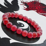 Jade - Jadeite Red Custom Size Round Smooth Stretch (8mm) Natural Gemstone Crystal Energy Bead Bracelet