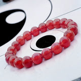 Jade - Jadeite Red Custom Size Round Smooth Stretch (8mm) Natural Gemstone Crystal Energy Bead Bracelet