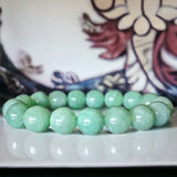 Jade - Jadeite Burmese Aqua Ice Blue Green Burma Custom Size Round Smooth Stretch (10mm Grande) Natural Gemstone Crystal Energy Bead Bracelet