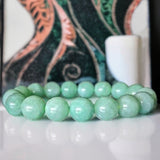 Jade - Jadeite Burmese Aqua Ice Blue Green Burma Custom Size Round Smooth Stretch (10mm Grande) Natural Gemstone Crystal Energy Bead Bracelet