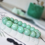 Jade - Jadeite Burmese Aqua Ice Blue Green Burma Custom Size Round Smooth Stretch (10mm Grande) Natural Gemstone Crystal Energy Bead Bracelet
