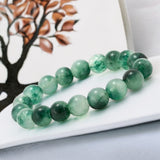 Jade - Nephrite Moss in Snow Jade Custom Size Round Smooth Stretch (10mm Grande) Natural Gemstone Crystal Energy Bead Bracelet
