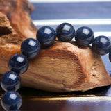 Sapphire Blue Kashmir Custom Size Round Smooth Stretch (8mm) Natural Gemstone Crystal Energy Bead Bracelet