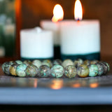 Jasper - African Turquoise Green Jasper Custom Size Round Smooth Stretch (8mm) Natural Gemstone Crystal Energy Bead Bracelet