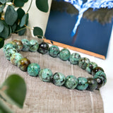 Jasper - African Turquoise Green Jasper Custom Size Round Smooth Stretch (8mm) Natural Gemstone Crystal Energy Bead Bracelet