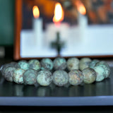 Jasper - African Turquoise Green Jasper Custom Size Frost Matte Rustic Round Stretch (8mm) Natural Gemstone Crystal Energy Bead Bracelet