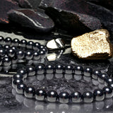 Shungite Genuine Round Smooth Stretch (8mm) Natural Gemstone Crystal Energy Bead Bracelet