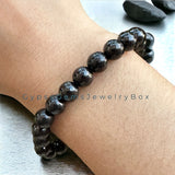 Shungite Genuine Round Smooth Stretch (8mm) Natural Gemstone Crystal Energy Bead Bracelet