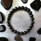 Shungite Genuine Round Smooth Stretch (8mm) Natural Gemstone Crystal Energy Bead Bracelet