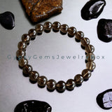 Smokey Quartz Custom Size Round Smooth Stretch (8mm) Natural Gemstone Crystal Energy Bead Bracelet