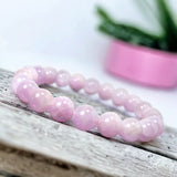 Kunzite Pink Round Smooth Stretch (8mm) Natural Gemstone Crystal Energy Bead Bracelet