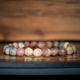 Jasper - Picasso Jasper Custom Size Frost Matte Rustic Round Stretch (8mm) Natural Gemstone Crystal Energy Bead Bracelet