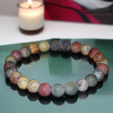 Jasper - Picasso Jasper Custom Size Frost Matte Rustic Round Stretch (8mm) Natural Gemstone Crystal Energy Bead Bracelet