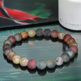 Jasper - Picasso Jasper Custom Size Frost Matte Rustic Round Stretch (8mm) Natural Gemstone Crystal Energy Bead Bracelet