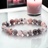 Jasper - Pink Zebra Jasper Custom Size Round Smooth Stretch (8mm) Natural Gemstone Crystal Energy Bead Bracelet