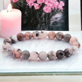 Jasper - Pink Zebra Jasper Custom Size Round Smooth Stretch (8mm) Natural Gemstone Crystal Energy Bead Bracelet