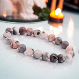 Jasper - Pink Zebra Jasper Custom Size Round Smooth Stretch (8mm) Natural Gemstone Crystal Energy Bead Bracelet