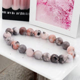 Jasper - Pink Zebra Jasper Custom Size Round Smooth Stretch (8mm) Natural Gemstone Crystal Energy Bead Bracelet