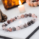 Jasper - Pink Zebra Jasper Custom Size Round Smooth Stretch (8mm) Natural Gemstone Crystal Energy Bead Bracelet