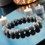 Labradorite Rainbow Frost Matte Custom Size Rustic Round Stretch (8mm) Natural Gemstone Crystal Energy Bead Bracelet