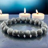 Labradorite Rainbow Frost Matte Custom Size Rustic Round Stretch (8mm) Natural Gemstone Crystal Energy Bead Bracelet