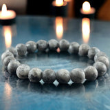 Labradorite Rainbow Frost Matte Custom Size Rustic Round Stretch (8mm) Natural Gemstone Crystal Energy Bead Bracelet