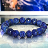Lapis Lazuli•Round Smooth•Custom Size•Stretch (10mm Grande) Natural Gemstone Crystal Energy Bead Bracelet