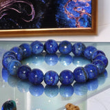 Lapis Lazuli•Round Smooth•Custom Size•Stretch (10mm Grande) Natural Gemstone Crystal Energy Bead Bracelet