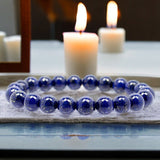 Lapis Lazuli•Round•Smooth•Custom Size•Stretch (8mm) Natural Gemstone Crystal Energy Bead Bracelet
