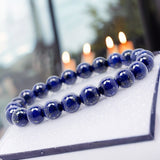 Lapis Lazuli•Round•Smooth•Custom Size•Stretch (8mm) Natural Gemstone Crystal Energy Bead Bracelet