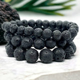 Lava Stone•Lava Rock Aromatherapy Custom Size Round Stretch (Available in Three different bead sizes: 8mm, 10mm, 12mm) Natural Gemstone Crystal Energy Bead Bracelet
