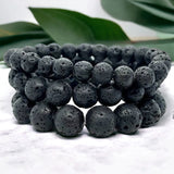 Lava Stone•Lava Rock Aromatherapy Custom Size Round Stretch (Available in Three different bead sizes: 8mm, 10mm, 12mm) Natural Gemstone Crystal Energy Bead Bracelet