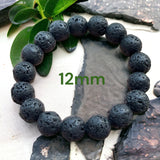 Lava Stone•Lava Rock Aromatherapy Custom Size Round Stretch (Available in Three different bead sizes: 8mm, 10mm, 12mm) Natural Gemstone Crystal Energy Bead Bracelet