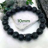 Lava Stone•Lava Rock Aromatherapy Custom Size Round Stretch (Available in Three different bead sizes: 8mm, 10mm, 12mm) Natural Gemstone Crystal Energy Bead Bracelet