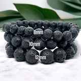Lava Stone•Lava Rock Aromatherapy Custom Size Round Stretch (Available in Three different bead sizes: 8mm, 10mm, 12mm) Natural Gemstone Crystal Energy Bead Bracelet