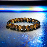 Tiger’s Eye - Yellow Golden Custom Size Round Smooth Stretch (8mm) Natural Gemstone Crystal Energy Bead Bracelet