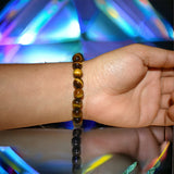 Tiger’s Eye - Yellow Golden Custom Size Round Smooth Stretch (8mm) Natural Gemstone Crystal Energy Bead Bracelet