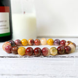 Jasper - Mookaite Custom Size Round Smooth Stretch (8mm) Natural Gemstone Crystal Energy Bead Bracelet