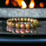 Unakite Custom Size Round Smooth Stretch (8mm) Natural Gemstone Crystal Energy Bead Bracelet